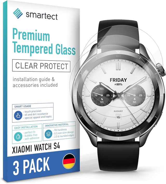 Detalle de smartect Vetro Temperato (3 pezzi, Clear) per Xiaomi Watch S4: anti-graffio 9H