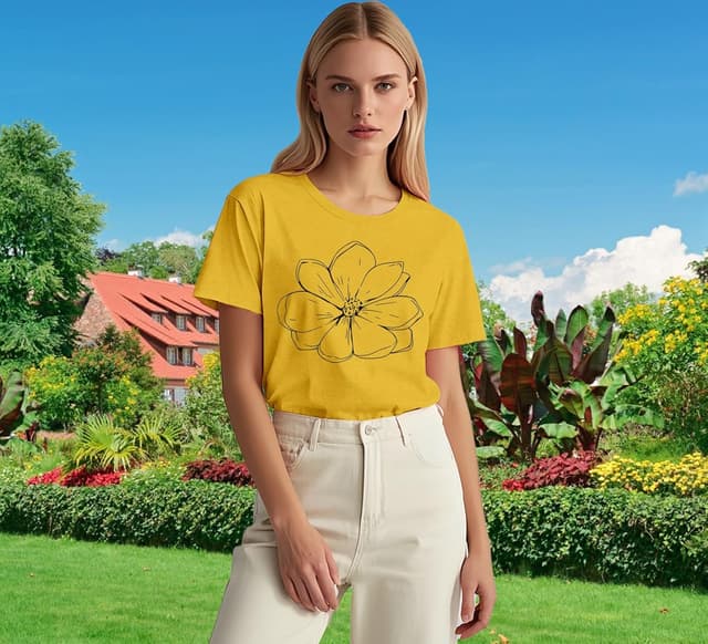 Detalle de Qskall Women’s Magnolia Floral Print T-Shirt (Plant Lover Tee)