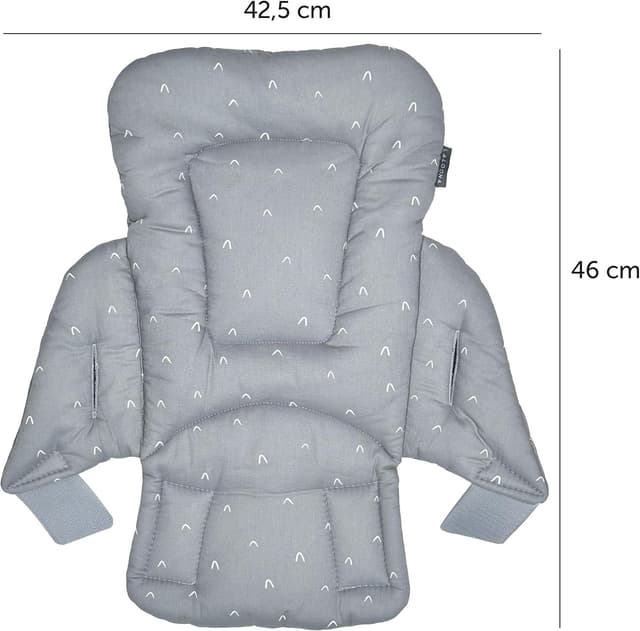 Detalle de LaLoona baby bedding réducteur pour chaise haute Hauck Alpha et Beta — coussin d’assise moelleux gris, certifié OEKO-TEX Standard 100