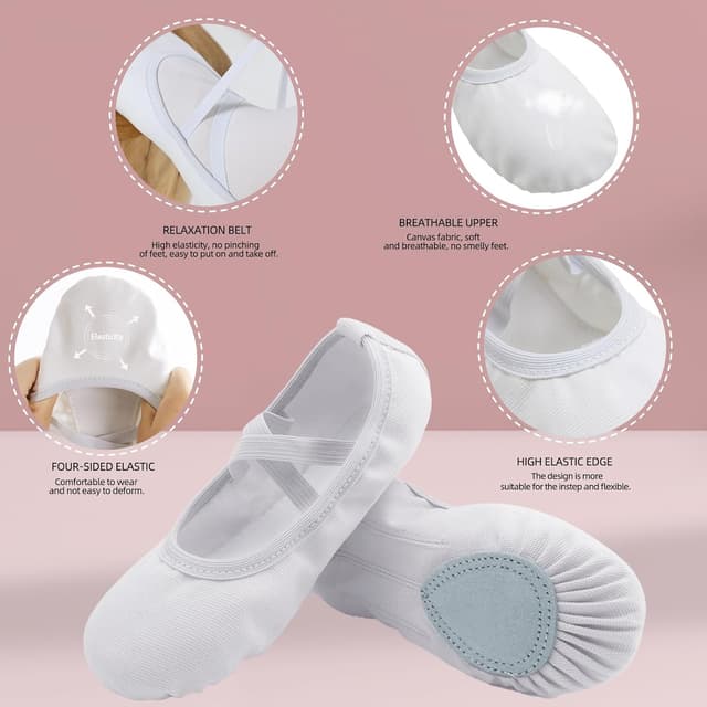 Detalle de Chaussons de ballet en toile Acfoda (douceur, antidérapants) pour filles et femmes, tailles EU 22 à 44