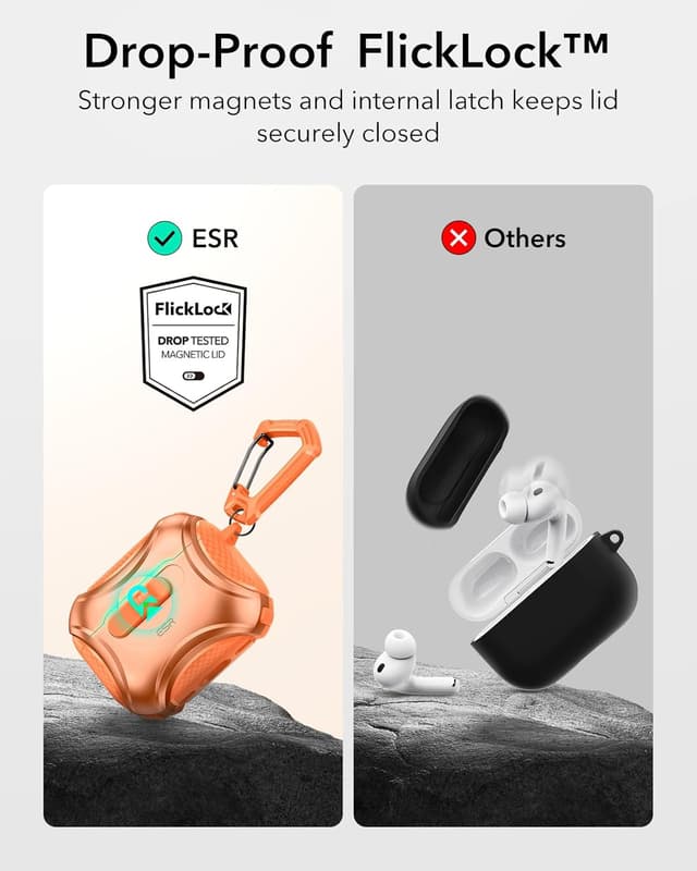 Detalle de ESR for AirPods Pro 3 Case (2025) in Orange with MagSafe & Drop-Proof Lock
