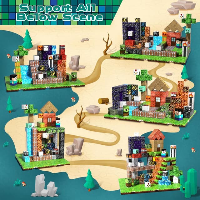 Detalle 2 de 200PCS Magnetic Building Blocks 6 baseplates for kids 🧩