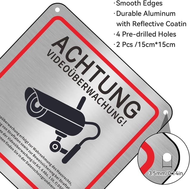 Thumbnail 2 de Videoüberwachung Schild 15x15 cm, 2 Stück