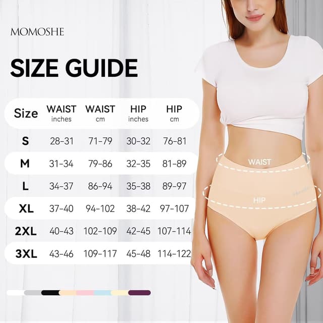 Detalle de Momoshe Damen-Unterhosen im 5er-Pack aus Baumwolle mit hoher Taille