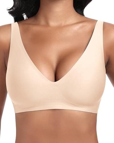 Detalle de Jiuday Tiefer-V Push-up BH ohne Bügel – nahtloser Soft-BH für starken Halt bei großen Brüsten