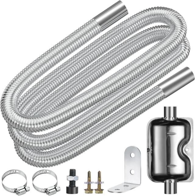 Detalle de URAQT Abgasrohr Standheizung mit Schalldämpfer – Edelstahl-Auspuffschlauch (200 cm) für Diesel