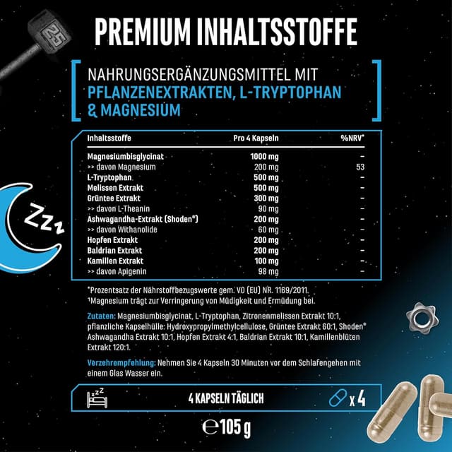 Thumbnail 6 de Knockout Sleep & Recover Support (120 Kapseln, vegan) mit Shoden® Ashwagandha, Magnesium, L-Tryptophan und L-Theanin