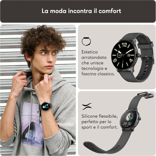 Thumbnail 1 de AcclaFit Smartwatch 1,38" Touchscreen con monitoraggio salute