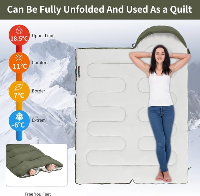 Detalle 2 de Naturehike Sacco a Pelo 3 stagioni per adulti, gemellabile L e R oversize