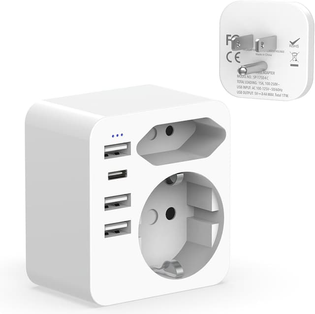 Detalle de Hoppac Adaptador Enchufe Americano 6 en 1