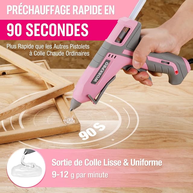 Thumbnail 4 de WORKPRO Pistolet à colle chaude 60 W 10 bâtons ⚙