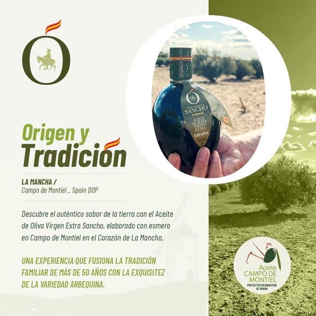 Detalle 2 de Sancho Gourmet Aceite de Oliva Virgen Extra Arbequina 🌿 4x500ml