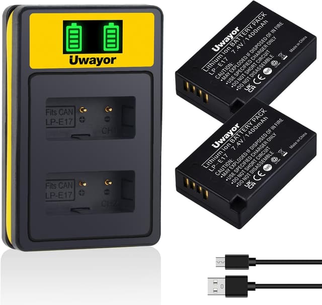 Detalle de Uwayor 2-Pack LP-E17 Battery Charger Replacement (USB Dual Slot) for Canon EOS cameras