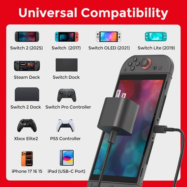 Detalle de Charger for Nintendo Switch 60W 🔌