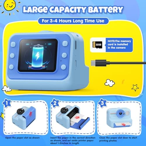 Thumbnail 6 de HiMont Cámara de Fotos Infantil Instantánea con impresión térmica HD/1080P y tarjeta de 32G