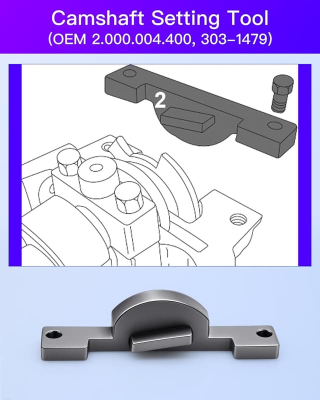 Detalle de RUIZHI outil de courroie de distribution (support arbre à cames, tendeur et verrouillage) compatible Fiat 1.2/1.4 8V