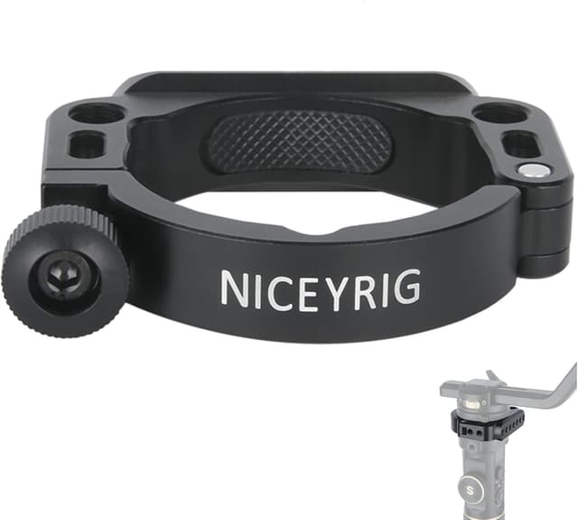 Detalle de NICEYRIG mounting clamp for Zhiyun Crane 2S gimbal — NATO rail rod clamp extension ring