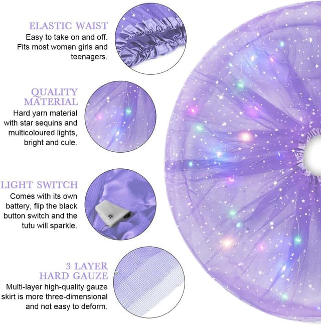 Detalle de URAQT Gonna Tulle LED per Bambina: tutù luminoso con 3 modalità