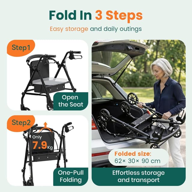 Thumbnail 6 de Luckfaith LR01 folding rollator walker