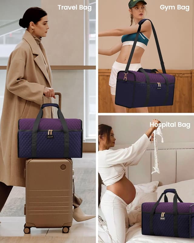 Detalle 2 de LOVEVOOK 53 x 24 x 32cm Travel Bags for Women – 180° opening maternity duffel & cabin holdall with shoe pocket