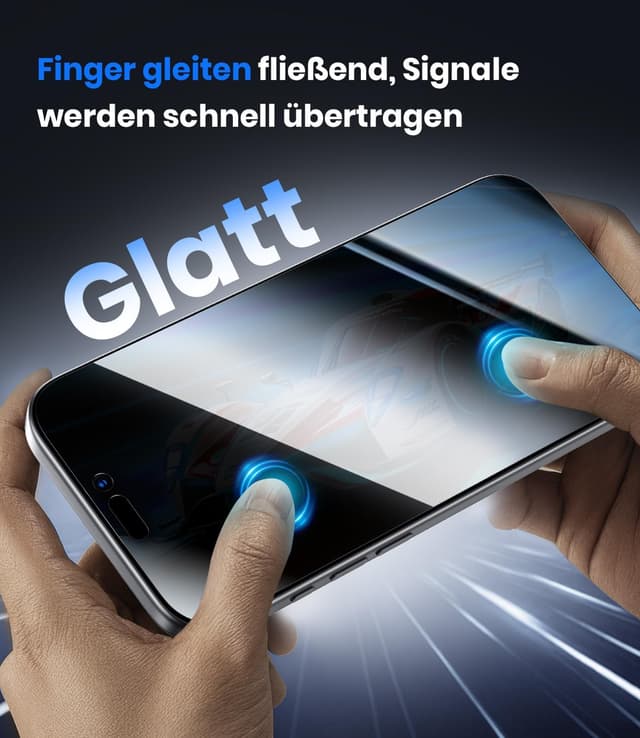 Detalle 2 de Hoerrye Privacy-Schutzfolie für iPhone Air (Panzerglas, 9H+), Sichtschutz 25° – 2 Stück, mit Einbau-Case