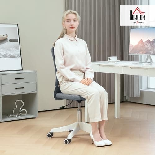 Detalle 2 de HOMCOM Silla de Oficina Giratoria con Tapizado🪑 Gris