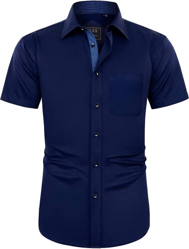 Detalle de J.VER Herren Kurzarmhemd Regular Fit mit Tasche – bügelleichtes Freizeithemd mit Stretch