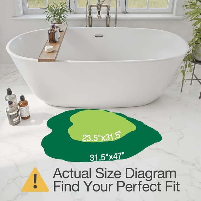 Detalle de LUMI Monstera Green Leaf Bathroom Rug (23.5"x31.5")—Soft, Plush, Non-Slip, Machine Washable