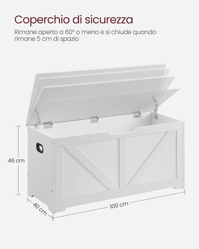Detalle 1 de VASAGLE LSB060T14 panca portaoggetti 100×40 cm