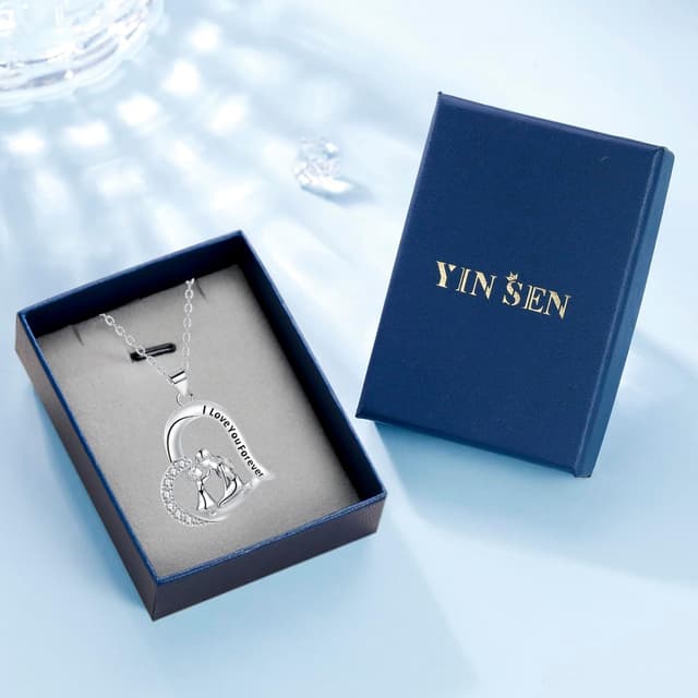 Thumbnail 6 de Yinsen Mutter und Tochter Halskette aus 925 Sterling Silber – Herzmotiv mit Schutz-Detail, inkl. Geschenkbox