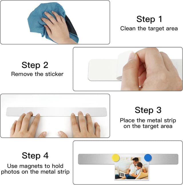 Detalle de Wukong Magnettafel Memotafel 6er-Set (30×3 cm) selbstklebend mit 16 starken Magneten