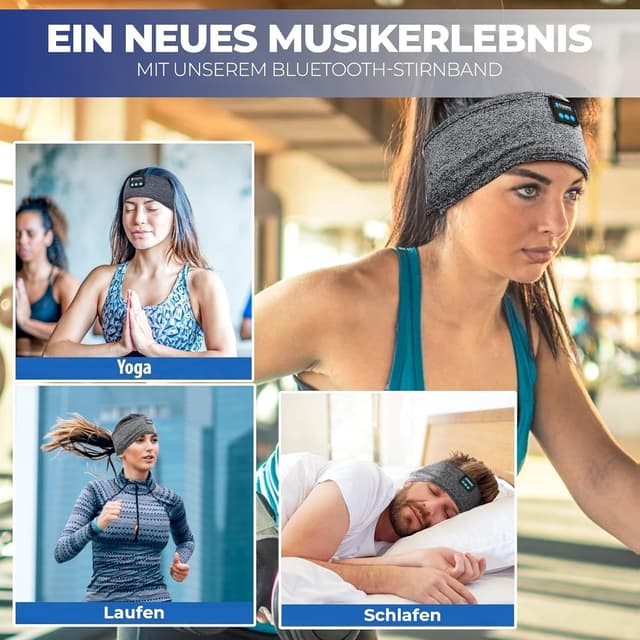 Detalle 2 de Bluetooth Sport Stirnband 10 Stunden Grau