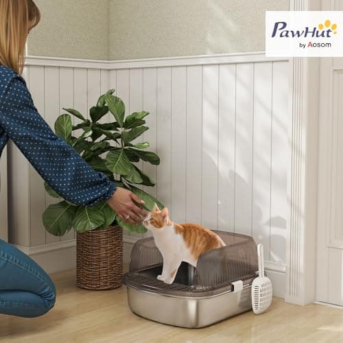 Detalle 2 de PawHut Arenero Cubierto para Gatos Extra Grande 🐾