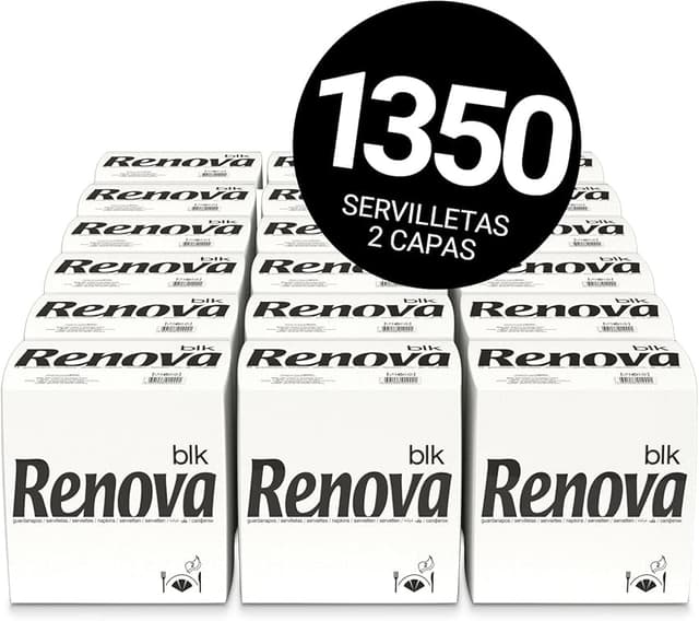Detalle de RENOVA Servilletas BLK 1,350 Premium Blancas 🧻