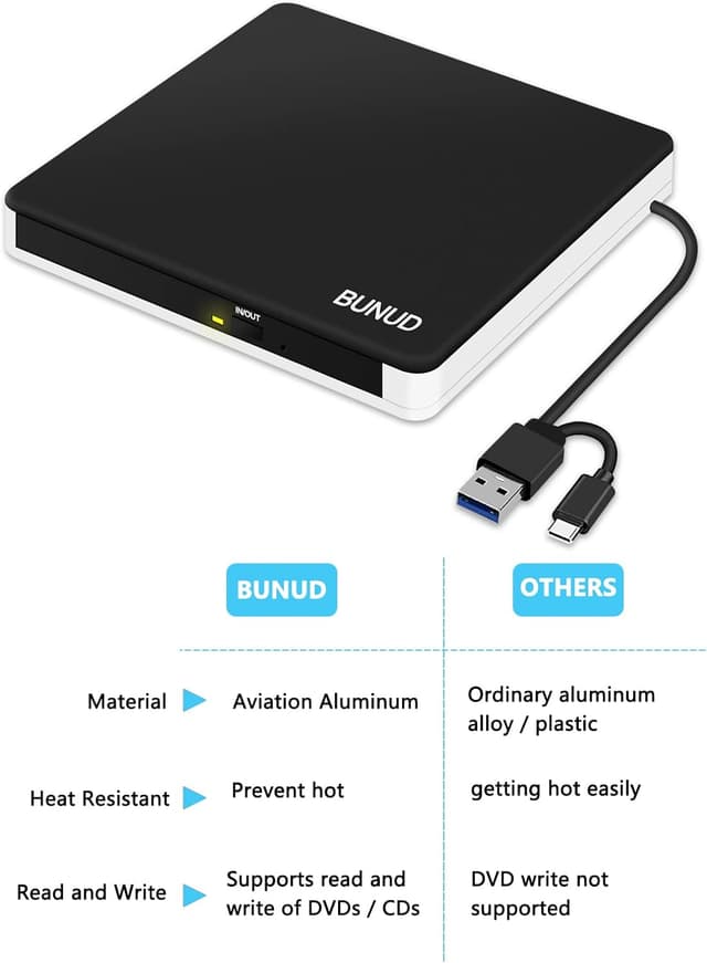 Thumbnail 6 de External CD DVD Drive USB 3.0 Type-C Slim Optical Drive 💽