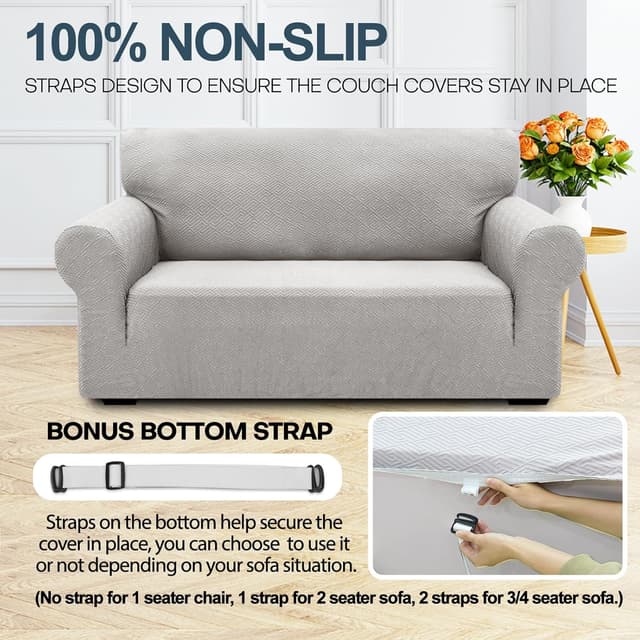 Detalle de Ystyle Copridivano 3 posti con braccioli Silver Grigio, super elasticizzato antiscivolo antigraffio