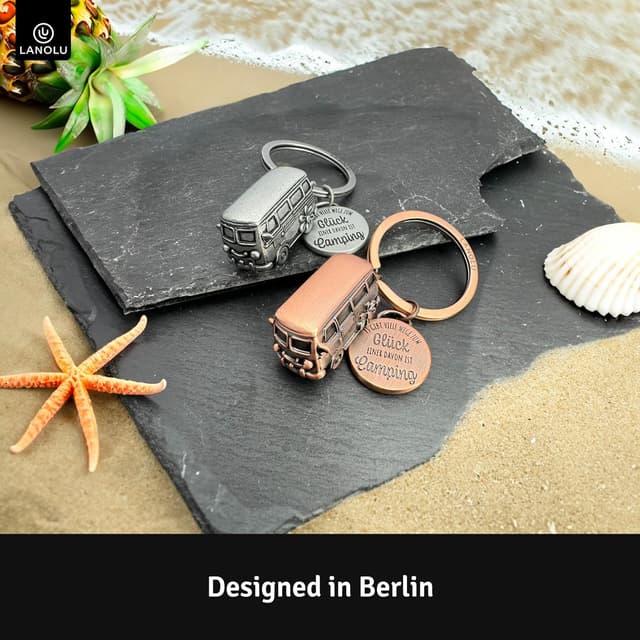 Thumbnail 6 de LANOLU Schlüsselanhänger „Camping Glück“ – 3D Wohnwagen-/Wohnmobil-Anhänger aus Metall als Camper-Geschenk