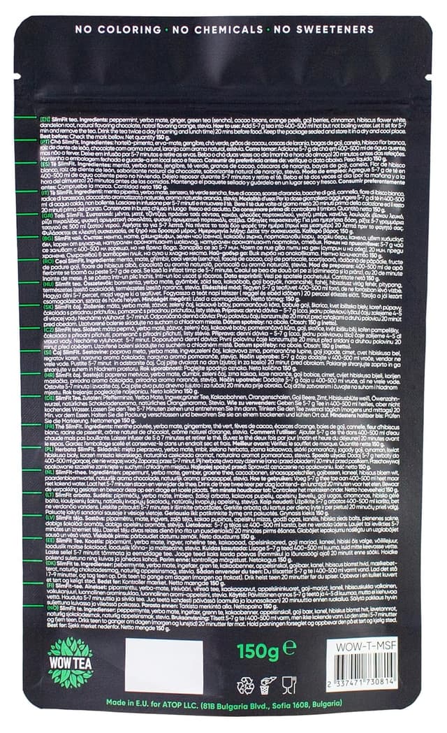 Detalle 2 de WOW TEA Slimfit Kräutertee 21 Tage Mint – Minze, Grüntee & Himbeerblätter als tägliche Tee-Routine