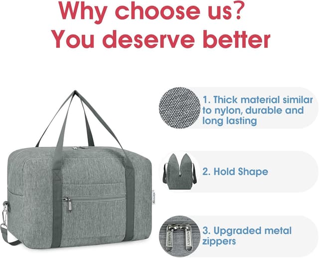 Detalle 2 de Narwey T3202 20L Grey Foldable Underseat Travel Duffel Bag (Ryanair cabin size compatible) with Shoulder Strap