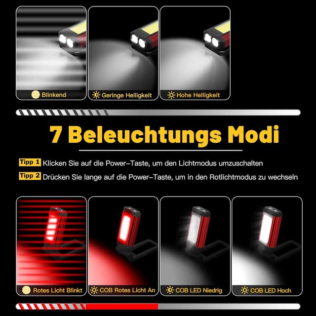 Detalle 2 de daphomeu COB Arbeitsleuchte 1000 Lumen 🔦