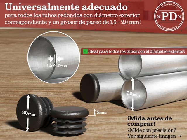 Thumbnail 1 de PD® Tapones Redondos 30mm para Tubo | Plástico Negro 🛠