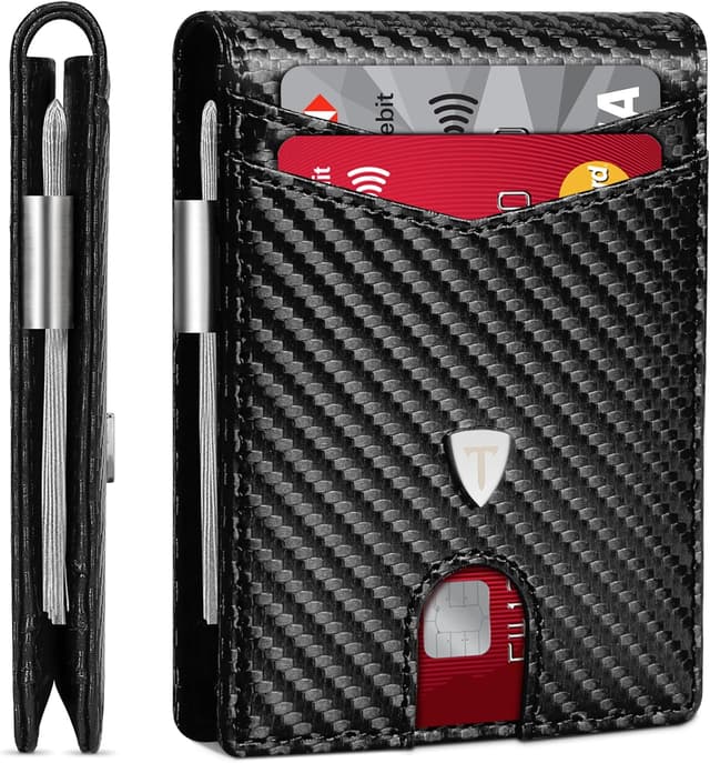 Detalle de TEEHON Mens Wallets Slim RFID Carbon Fiber 11 cards