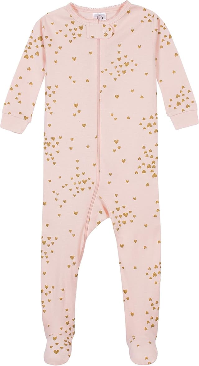 Detalle de Pyjamas bébé fille Gerber – Lot de 4 pièces à fermeture avant, ajustement près du corps