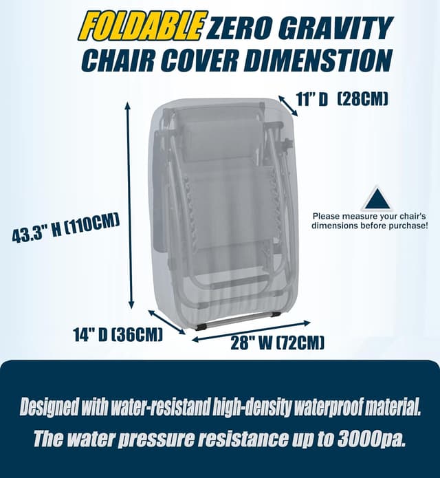 Detalle de Housse de protection pour chaise longue pliante OUTTDID (600D Oxford, anti-UV, imperméable) – 2 pièces