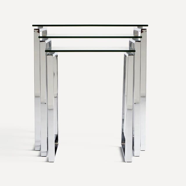 Detalle de El Corte Inglés Set Catalina — 3 mesas acero y cristal