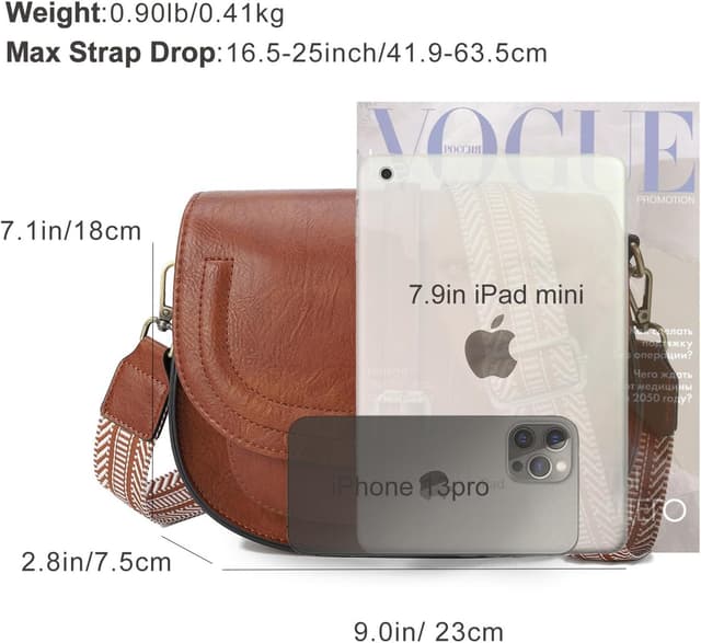 Detalle de AFKOMST vintage-style vegan leather crossbody bag for women (small satchel & shoulder bag)