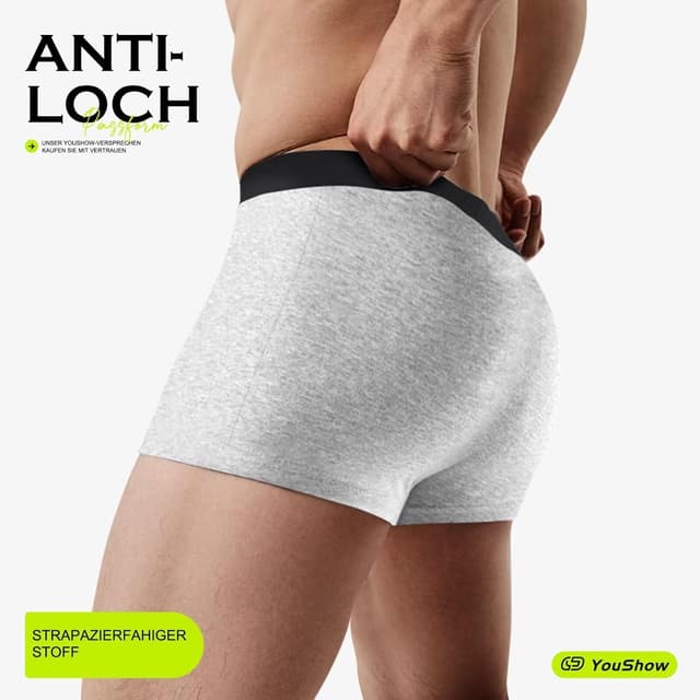 Detalle de YouShow Boxer Uomo in cotone elasticizzato, confezione da 6/12 pezzi, senza etichette che graffiano