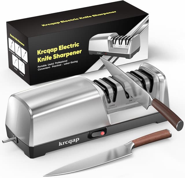 Detalle de Electric Knife Sharpener for Kitchen (3-Stage Diamond System) with 15° Precision Angle Guide