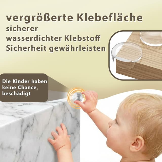 Detalle de MOWLIE Kantenschutz Baby (20 Stück) mit Eckenschutz – transparente selbstklebende PVC-Möbelkantenschützer für Tische & Schränke