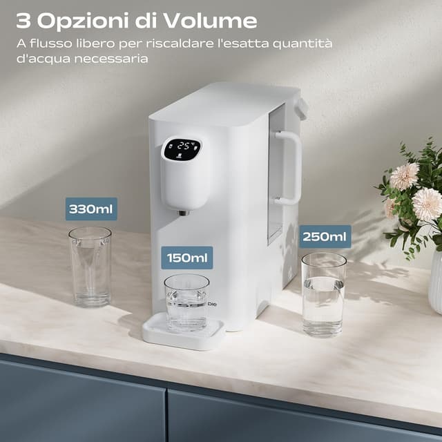 Detalle de CIARRA X SusGreenable depuratore da tavolo a osmosi inversa con acqua calda istantanea in 3 secondi e display TDS
